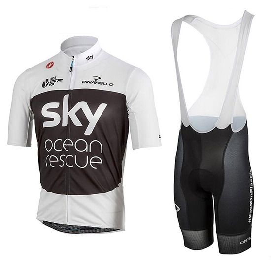 2018 Maillot Sky Tirantes Mangas Cortas Blanco Negro